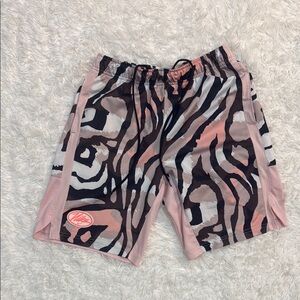 Nike Men's Zebra Print Shorts - Pink and Black